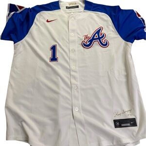 Nike White Baseball Jersey with Gold Numbering